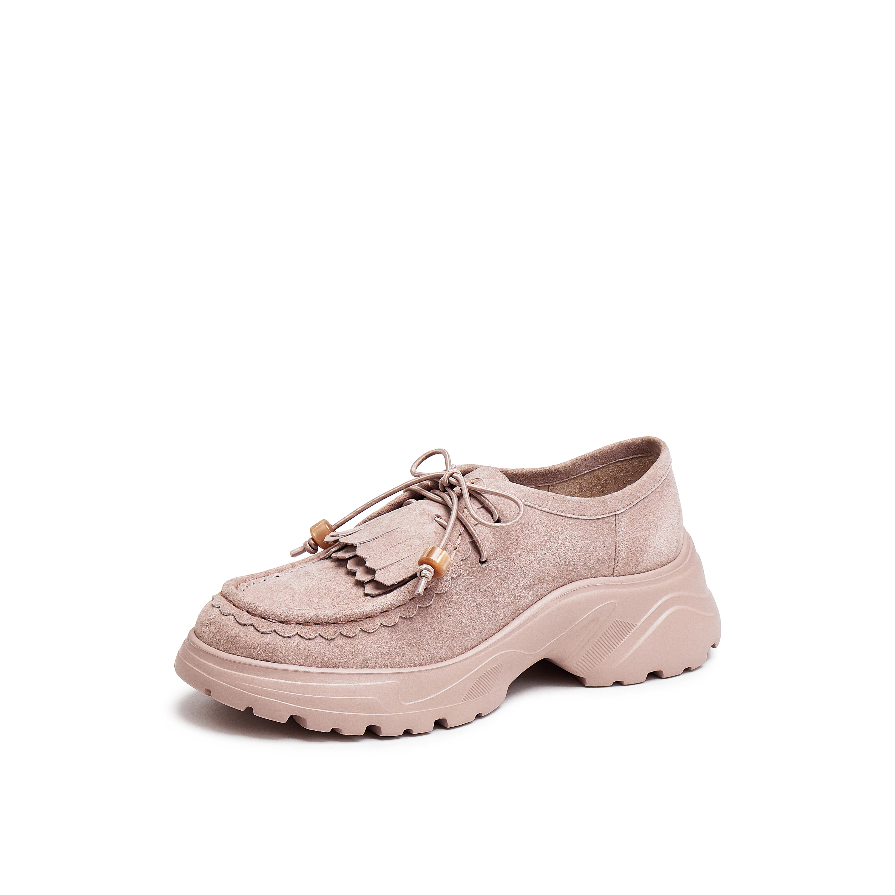 真美诗2025秋季新款细腻羊绒皮休闲一脚蹬厚底袋鼠鞋女YYM30CM5