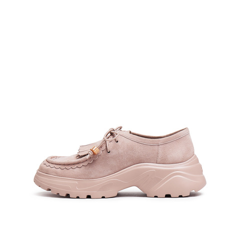 真美诗2025秋季新款细腻羊绒皮休闲一脚蹬厚底袋鼠鞋女YYM30CM5