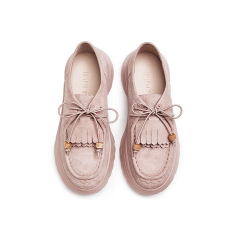 真美诗2025秋季新款细腻羊绒皮休闲一脚蹬厚底袋鼠鞋女YYM30CM5