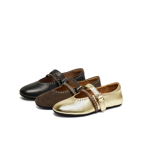 真美诗2025年秋季新款软糯朋克风平底牛皮玛丽珍女鞋80606CQ5