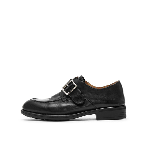 真美诗2025秋季新款水洗牛皮质感小方扣乐福鞋女61913CM5