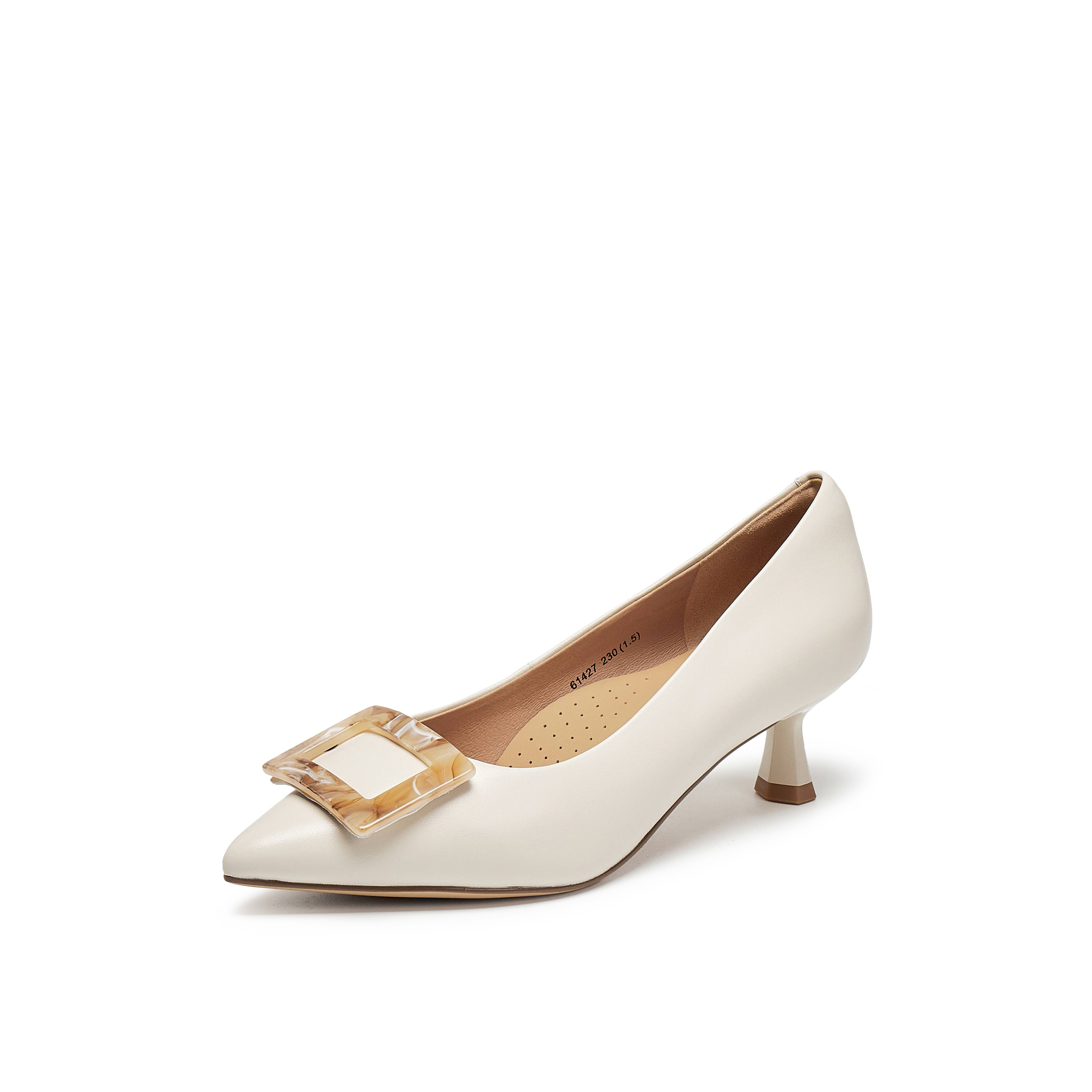 真美诗2025年秋季新款法式通勤经典羊皮革尖头女皮鞋61427CQ5