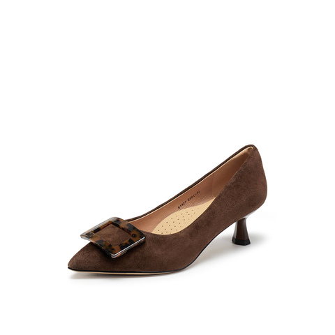 真美诗2025年秋季新款法式通勤经典羊皮革尖头女皮鞋61427CQ5