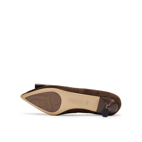 真美诗2025年秋季新款法式通勤经典羊皮革尖头女皮鞋61427CQ5