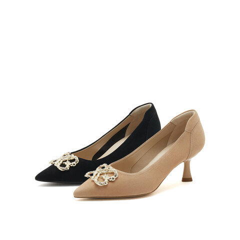 真美诗2025秋季新款商场同款尖头饰扣优雅单鞋YUW06CQ5