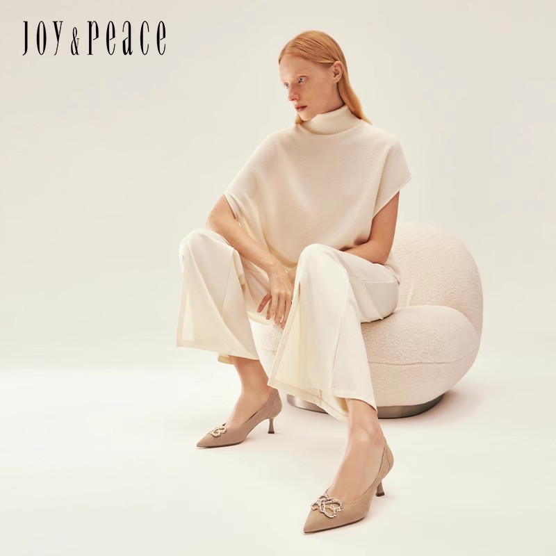 真美诗2025秋季新款商场同款尖头饰扣优雅单鞋YUW06CQ5