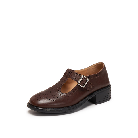 真美诗2025年秋季新款复古文艺雕花布洛克玛丽珍女皮鞋277A2CA5