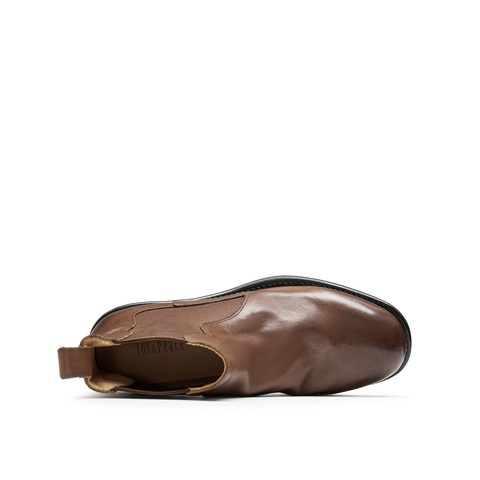 真美诗2025冬季新款自由诗柔软舒适水洗牛皮切尔西靴19110DD5