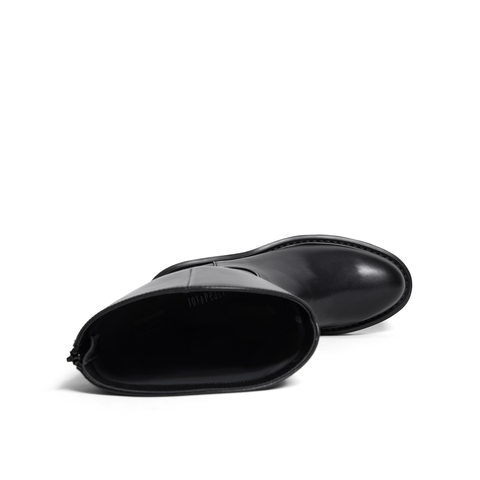 真美诗2025冬季新款商场同款V口牛皮高筒骑士靴YPU57DG5（绒里）