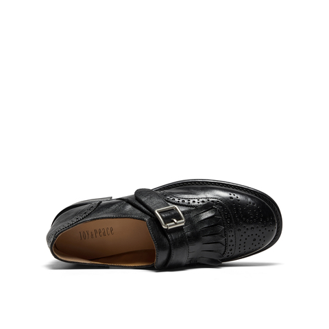 真美诗2025年秋季新款经典英伦风舒适软糯牛皮革女鞋61927CM5