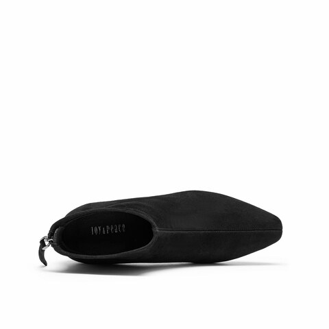 真美诗2025冬季新款复古羊绒秀气方头粗跟时装靴女69750DD5