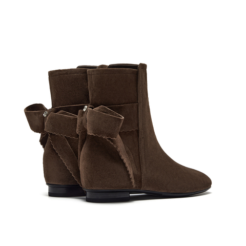 真美诗2025年秋季新款舒适细腻蝴蝶结羊皮革时装靴1A01ADZ5