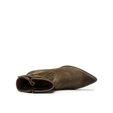 真美诗2025年冬季新款复古腔调柔软编织西部女靴5A01ADZ5