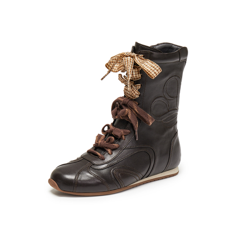 真美诗2025年冬季新款舒适软糯运动拳击羊皮革女靴Y1Z01DZ5