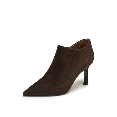 真美诗2025年冬季新款优雅知性纯色羊皮革时装女靴03681DD5