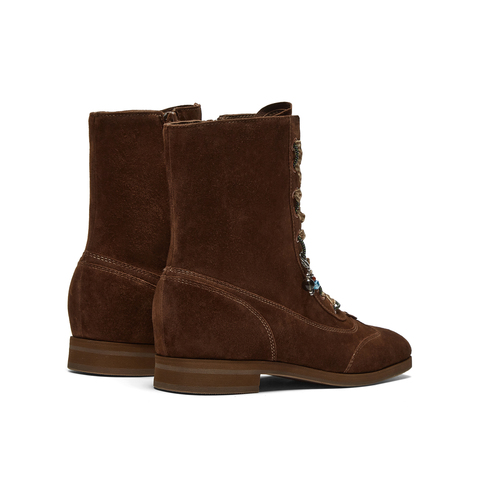 真美诗2025年冬季新款利落干练甜美织带甜酷羊皮革时装靴R1069DZ5