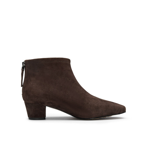 真美诗2025冬季新款复古羊绒秀气方头粗跟时装靴女69750DD5