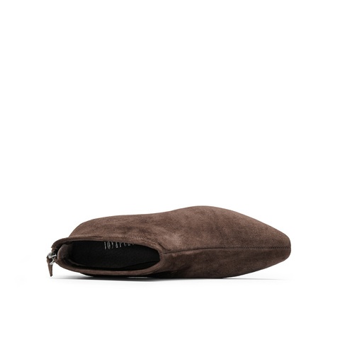 真美诗2025冬季新款复古羊绒秀气方头粗跟时装靴女69750DD5