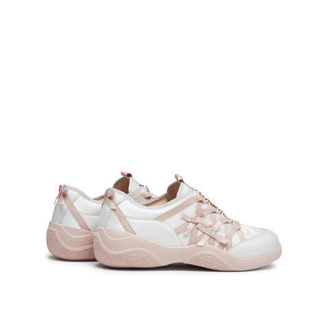 真美诗2025秋季新款羊皮革布面舒适芭蕾风运动鞋女YZM08CM5