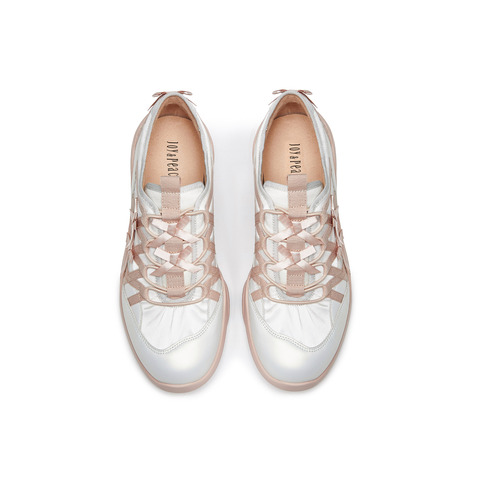 真美诗2025秋季新款羊皮革布面舒适芭蕾风运动鞋女YZM08CM5