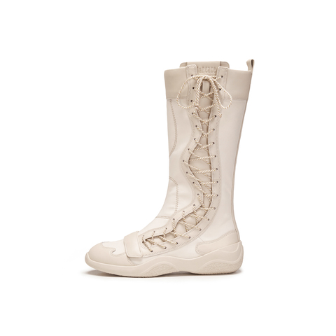 真美诗2025年冬季新款甜酷风舒适软糯羊皮革时装靴YZM17DG5