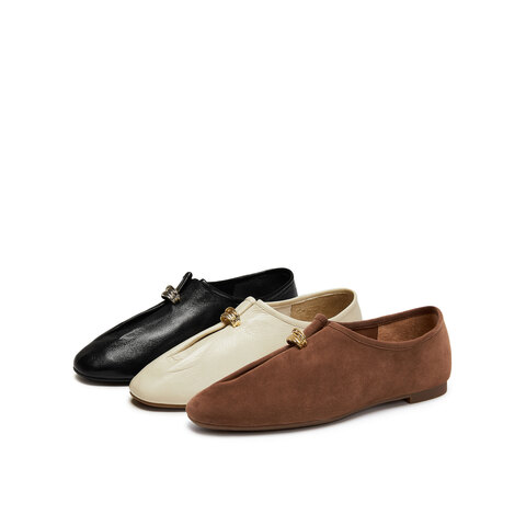 真美诗2025年秋季新款老钱风舒适柔软羊皮革奶奶鞋单鞋女ZB293CA5