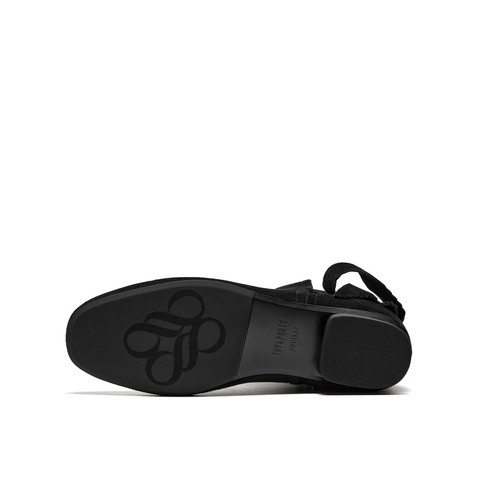 真美诗2025年秋季新款舒适细腻蝴蝶结羊皮革时装靴1A01ADZ5