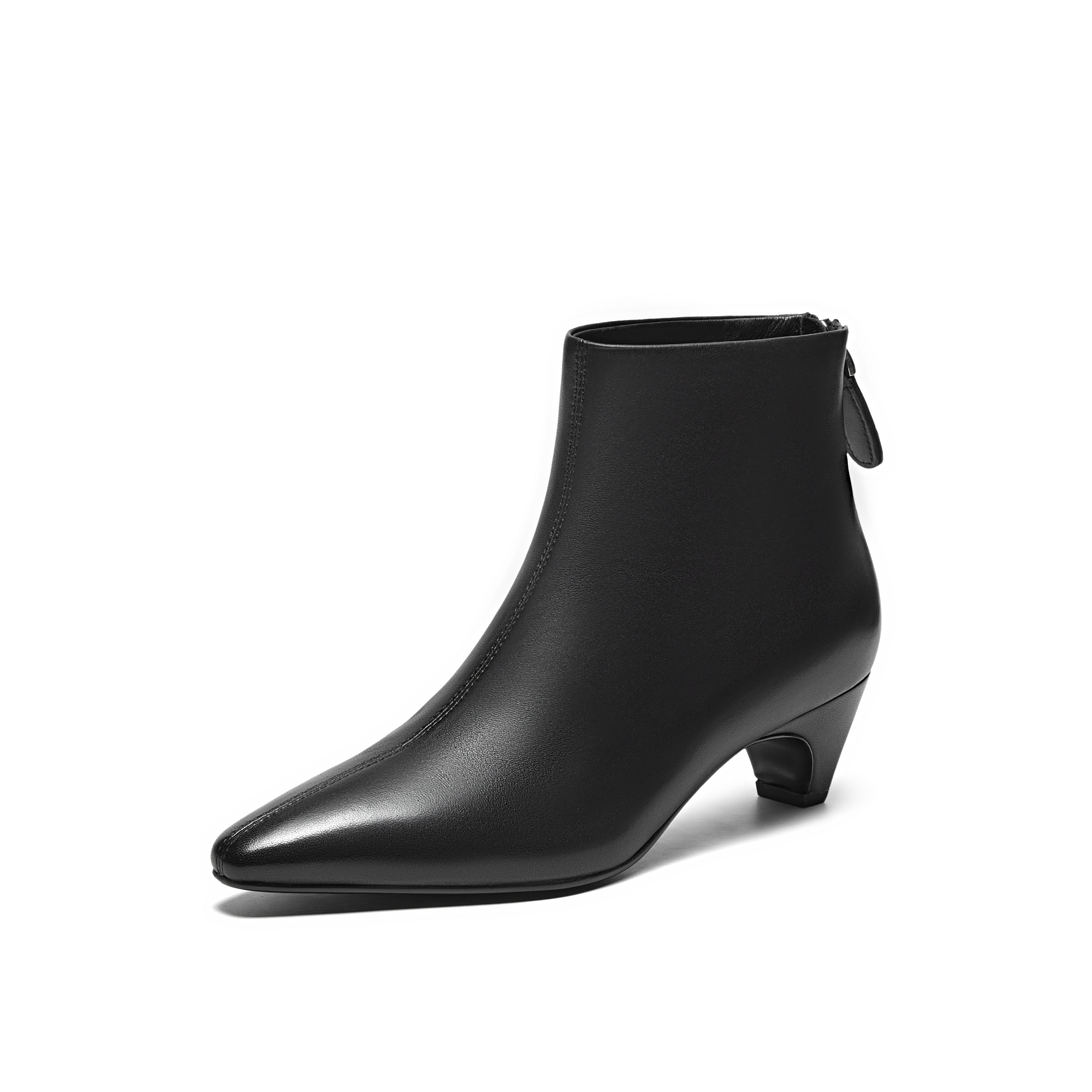 真美诗2025年冬季新款低调雅致纯色羊皮革时装女靴S345PDD5