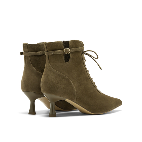 真美诗2025年秋季新款飒爽绑带软糯细腻羊皮时装靴YVA50DD5