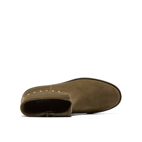 真美诗2025年冬季新款翻领V口复古知性羊皮革纯色时装靴YZK16DD5