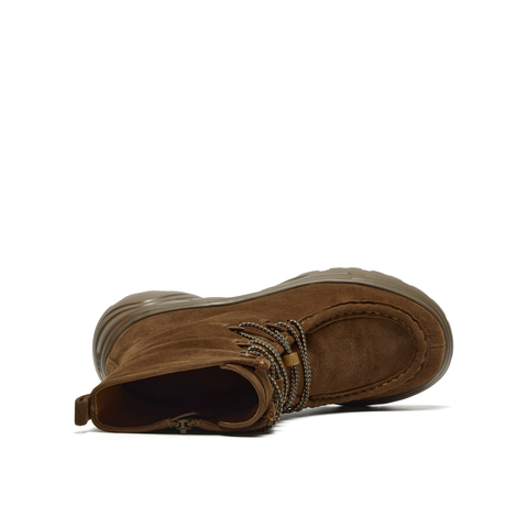 真美诗2025年冬季新款美式复古舒适厚底羊皮革运动靴YYM73DZ5