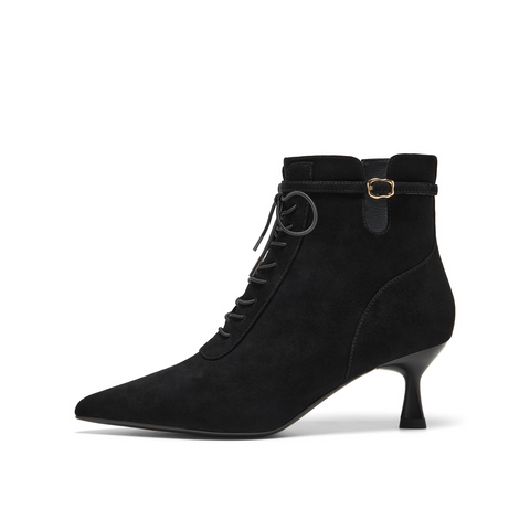 真美诗2025年秋季新款飒爽绑带软糯细腻羊皮时装靴YVA50DD5