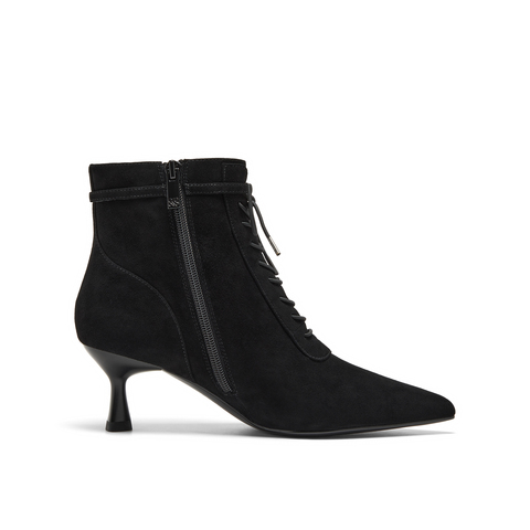 真美诗2025年秋季新款飒爽绑带软糯细腻羊皮时装靴YVA50DD5