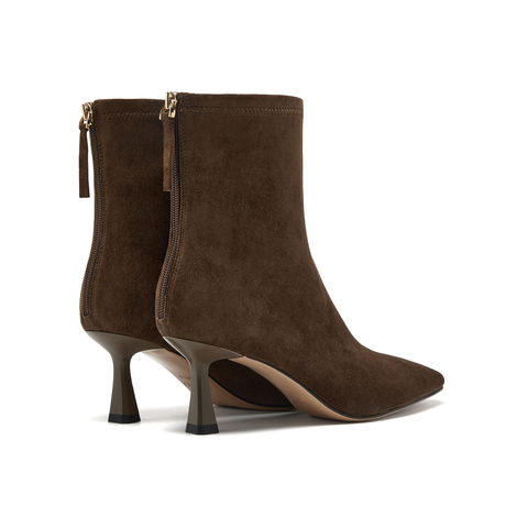 真美诗2025年冬季新款法式优雅大气尖头软糯羊皮瘦瘦靴3665PDZ5