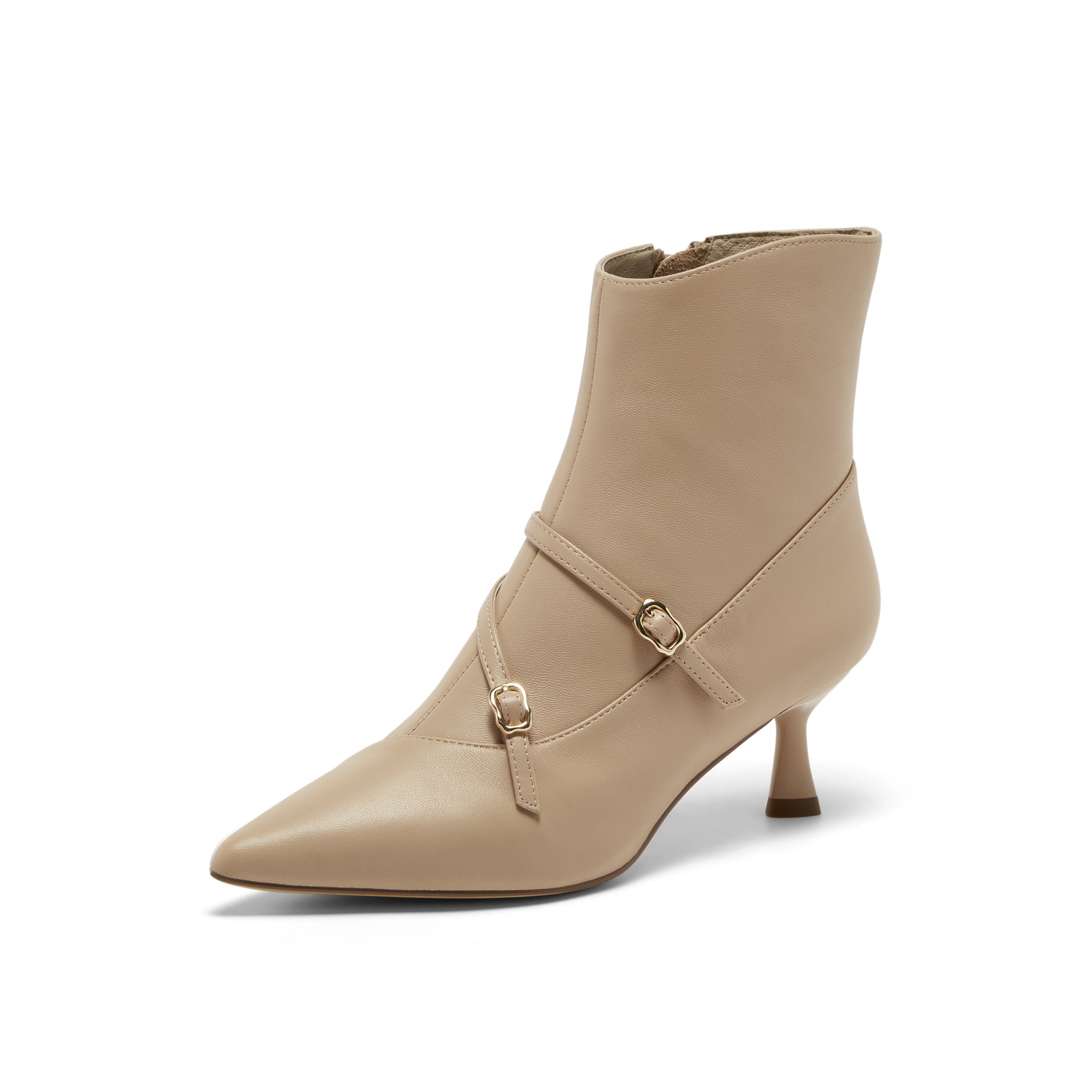 真美诗2025年秋季新款柔软舒适羊皮革优雅时装靴YVA49DD5