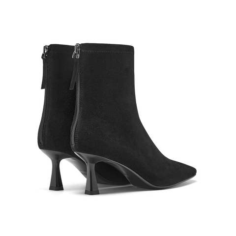 真美诗2025年冬季新款法式优雅大气尖头软糯羊皮瘦瘦靴3665PDZ5