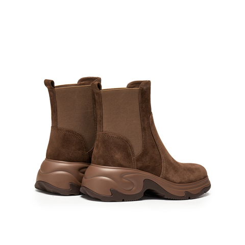 真美诗2025年冬季新款时髦拼色简约运动底切尔西靴Y1O18DD5