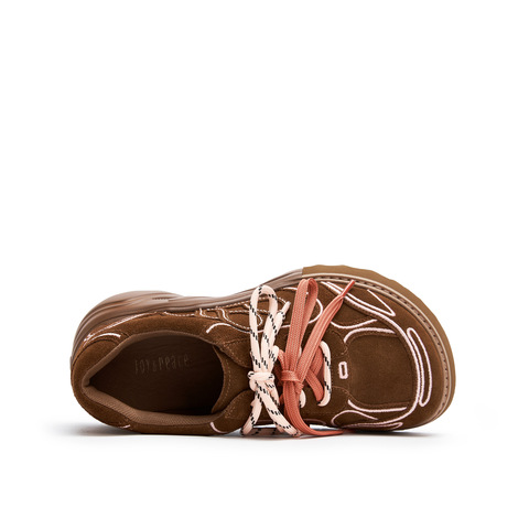 真美诗2025年秋季新款美式复古双色拼底牛剖层革休闲鞋Y1S06CM5