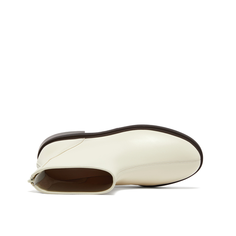 真美诗2025年冬季新款干净简约舒适圆头纯色羊皮革时装靴R71B2DZ5