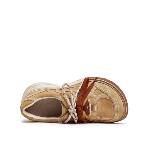 真美诗2025年秋季新款美式复古双色拼底牛剖层革休闲鞋Y1S06CM5