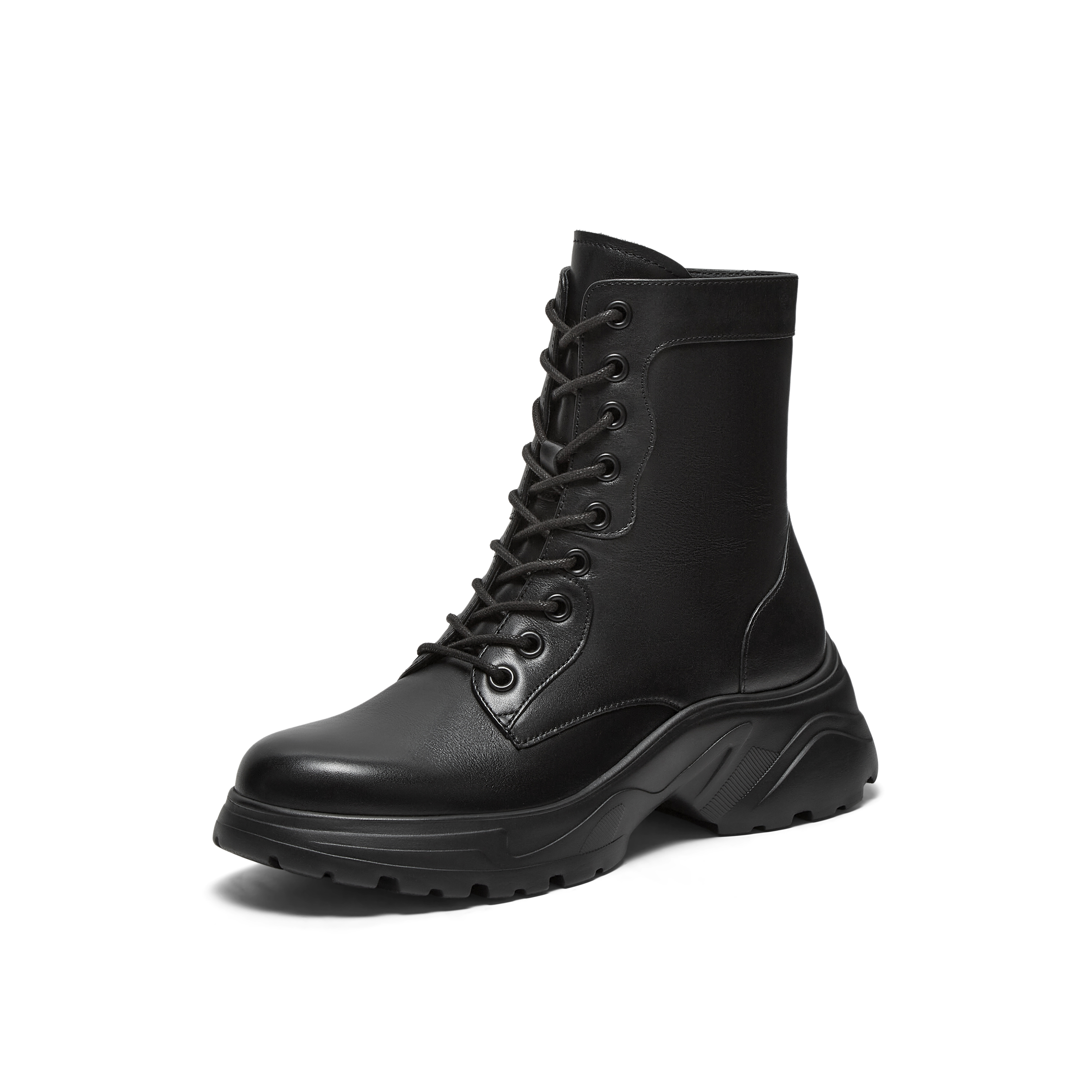 真美诗2025年冬季新款油润光泽干练牛皮革飒爽马丁靴YYM86DD5