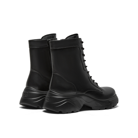 真美诗2025年冬季新款油润光泽干练牛皮革飒爽马丁靴YYM86DD5