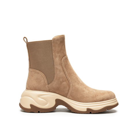 真美诗2025年冬季新款时髦拼色简约运动底切尔西靴Y1O18DD5