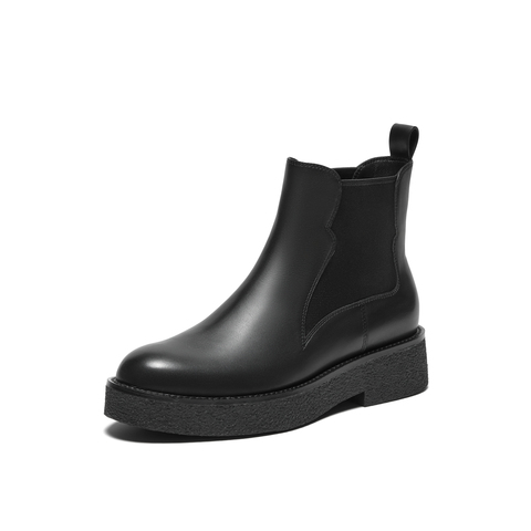 真美诗2025年冬季新款随性帅气百搭纯色优雅楦型切尔西靴HS35PDD5