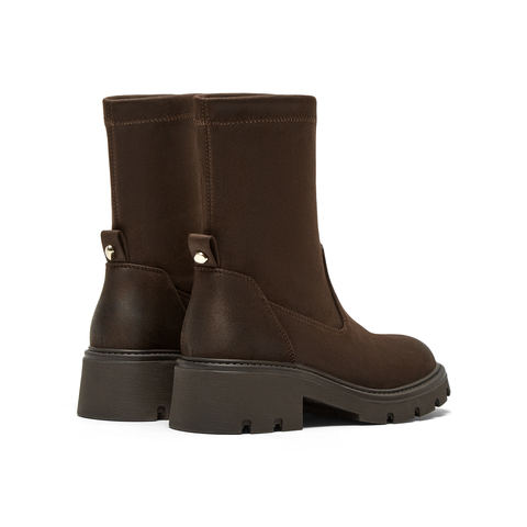 真美诗2025年冬季新款复古知性时髦百搭纯色弹力靴1783ADZ5