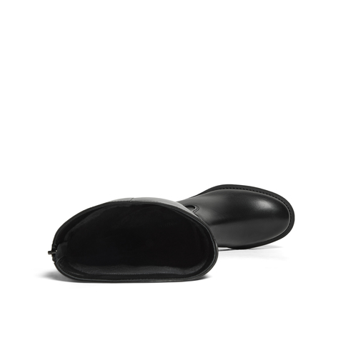 真美诗2025年冬季新款打蜡小牛皮革女靴YUJ38DG5（绒里）