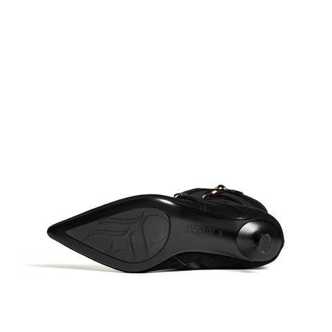 真美诗2025年冬季新款贵气感金属小扣羊皮革尖头高跟靴61651DC5