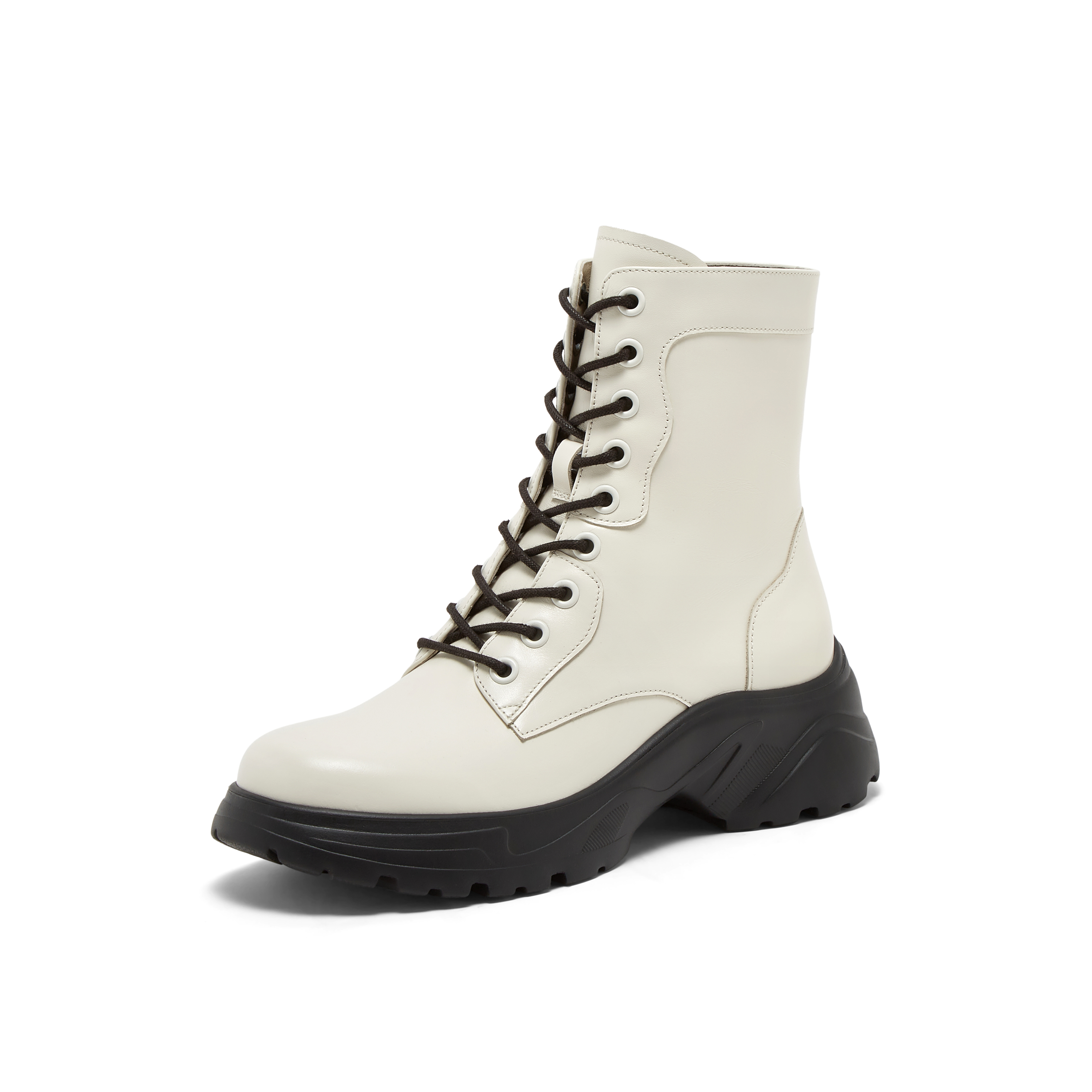 真美诗2025年冬季新款油润光泽干练牛皮革飒爽马丁靴YYM86DD5