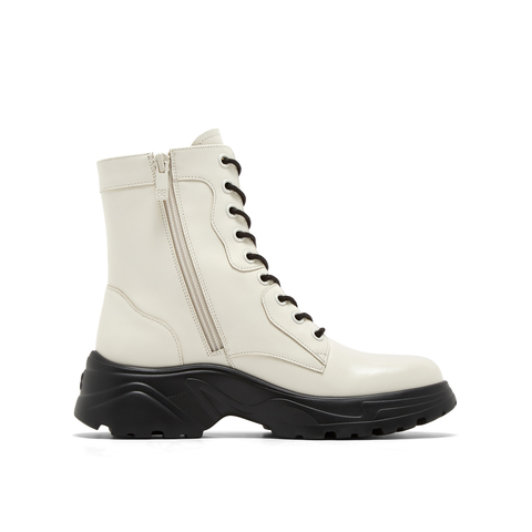 真美诗2025年冬季新款油润光泽干练牛皮革飒爽马丁靴YYM86DD5