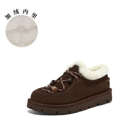 真美诗2025年冬季新款复古时髦树脂串珠绒绒雪地靴63228CM5